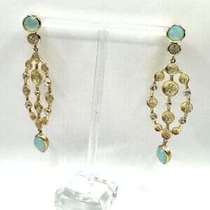 Melinda Maria Savannah Earring Drop Dangle MM Gold plated Green Chandelier